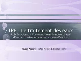 tpe le traitement des eaux