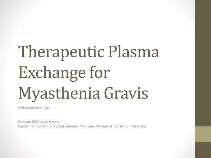 therapeutic plasma exchange for myasthenia g ravis