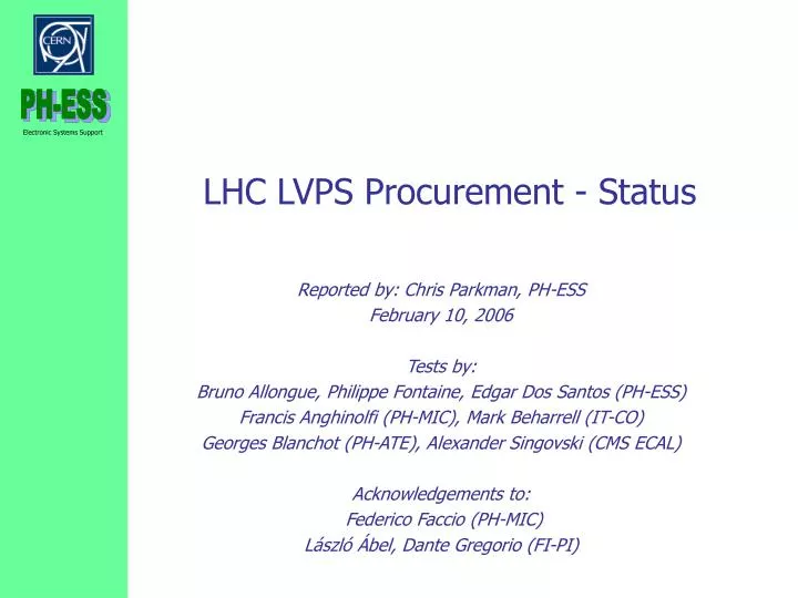 lhc lvps procurement status