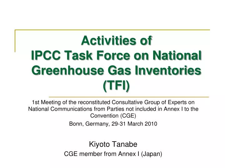 activities of ipcc task force on national greenhouse gas inventories tfi