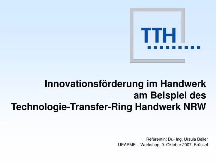 innovationsf rderung im handwerk am beispiel des technologie transfer ring handwerk nrw