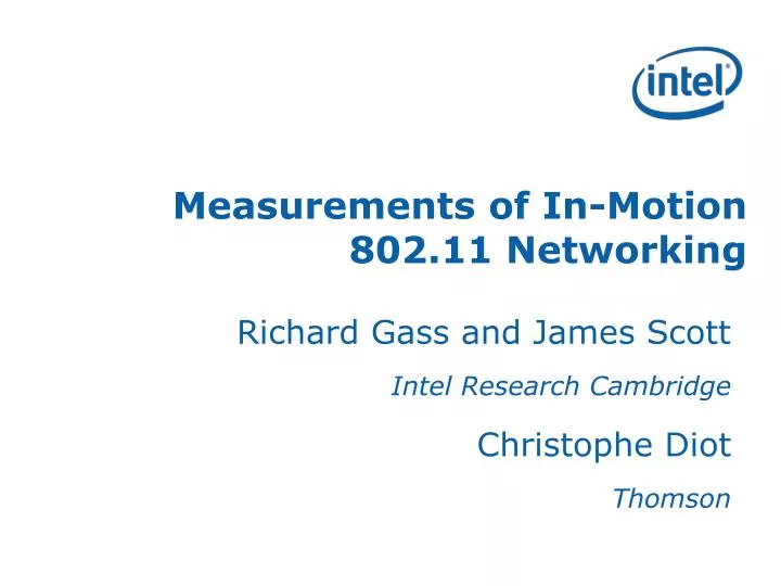 measurements of in motion 802 11 networking