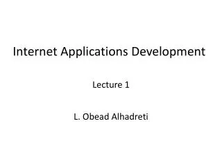 Internet Applications Development