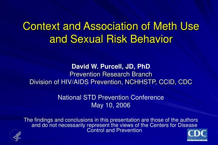 context and association of meth use and sexual risk behavior
