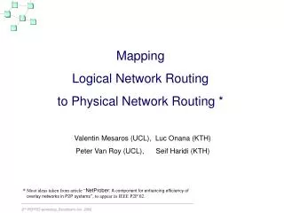 Mapping Logical Network Routing to Physical Network Routing *