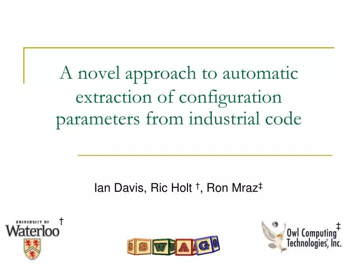 a novel approach to automatic extraction of configuration parameters from industrial code