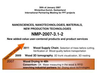 NANOSCIENCES, NANOTECHNOLOGIES, MATERIALS, NEW PRODUCTION TECHNOLOGIES NMP-2007-3.1-2