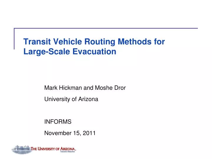 transit vehicle routing methods for large scale evacuation