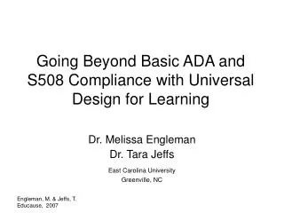 Going Beyond Basic ADA and S508 Compliance with Universal Design for Learning