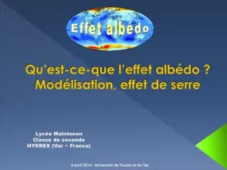 qu est ce que l effet alb do mod lisation effet de serre