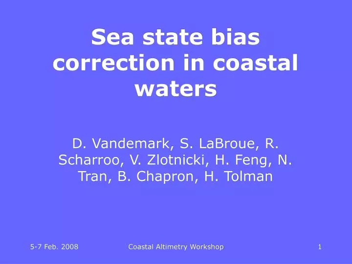 sea state bias correction in coastal waters