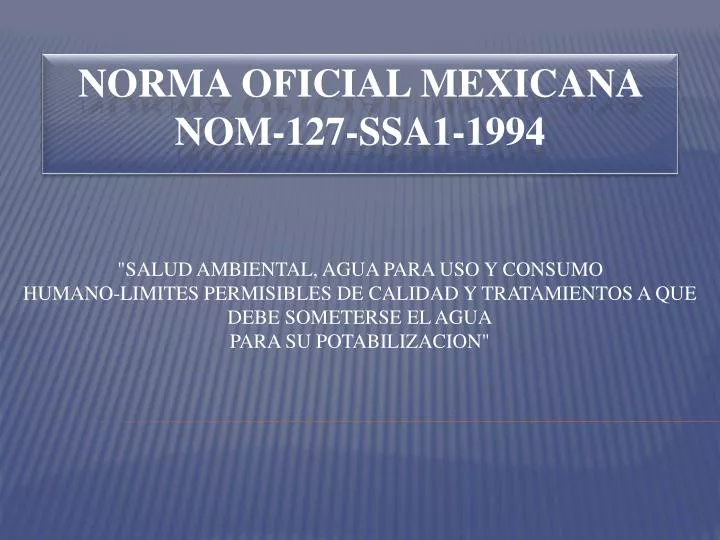 norma oficial mexicana nom 127 ssa1 1994