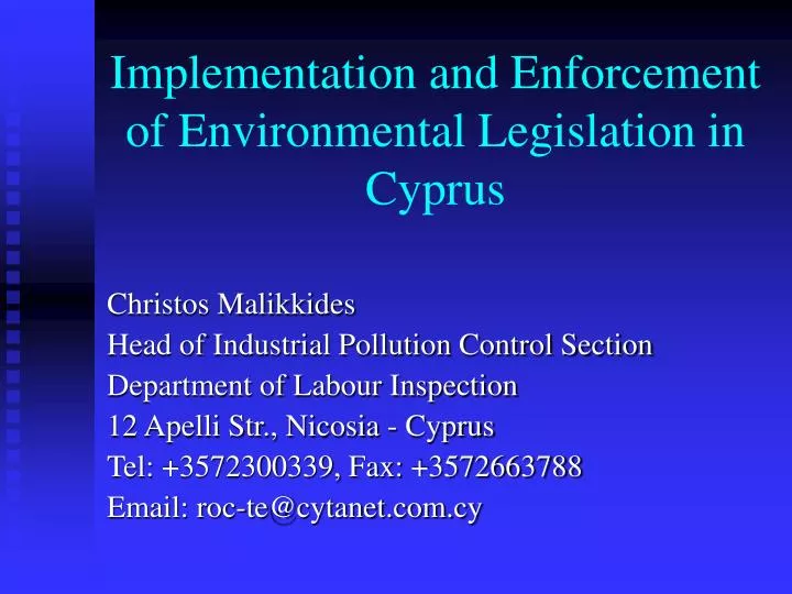 implementation and enforcement of environmental legislation in cyprus