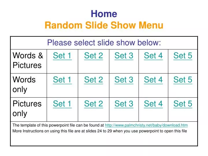 home random slide show menu