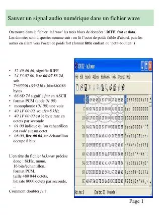 sauver un signal audio num rique dans un fichier wave