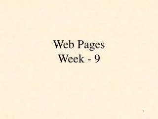 Web Pages Week - 9
