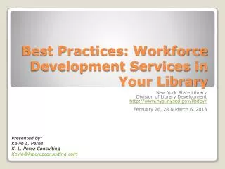 Best Practices: Workforce Development Services in Your Library