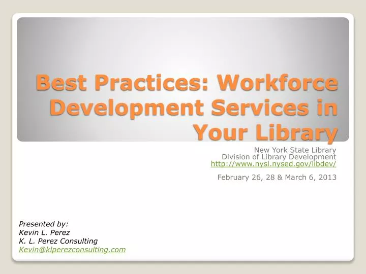 best practices workforce development services in your library