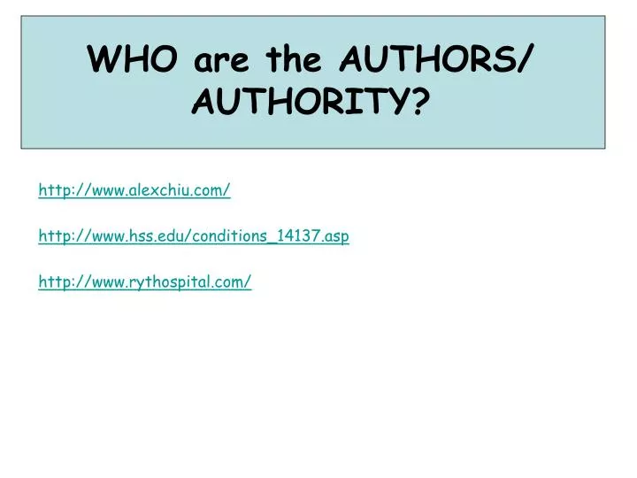 who are the authors authority