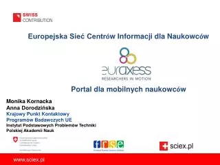 europejska sie centr w informacji dla naukowc w portal dla mobilnych naukowc w