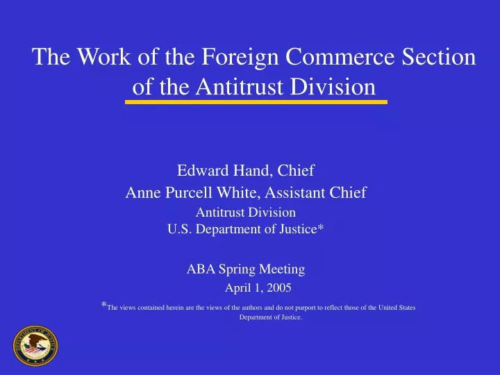 the work of the foreign commerce section of the antitrust division