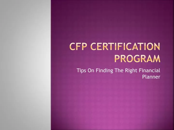 cfp certification program