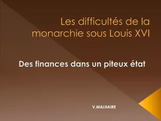 les difficult s de la monarchie sous louis xvi