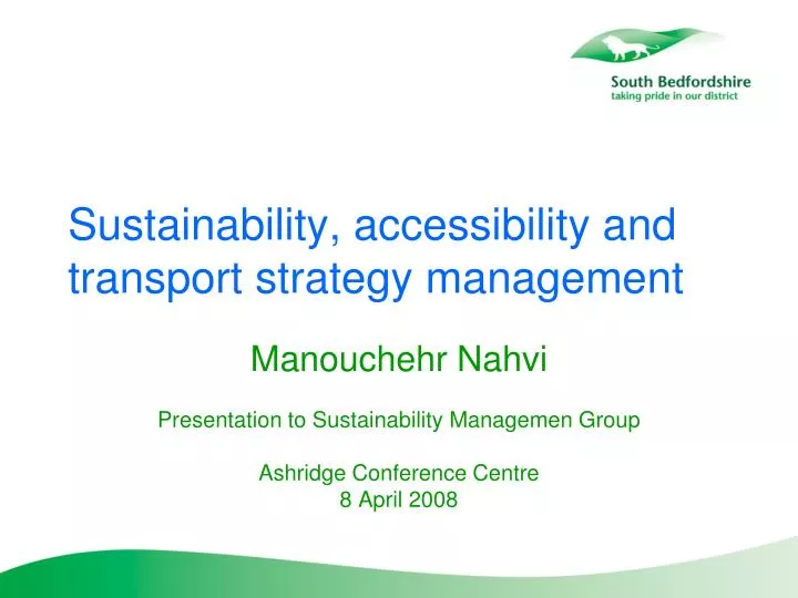 sustainability accessibility and transport strategy management
