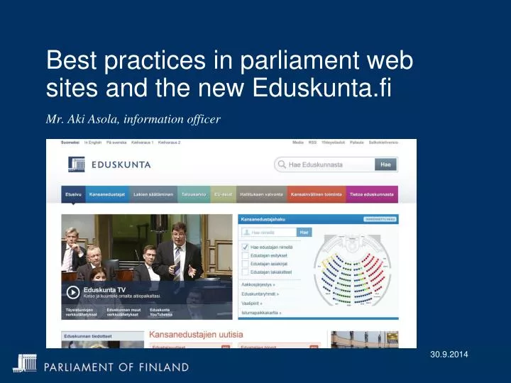 best practices in parliament web sites and the new eduskunta fi