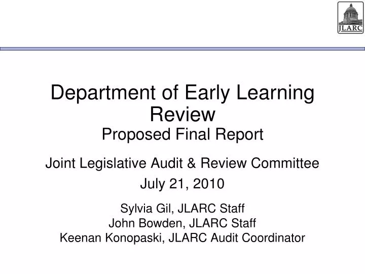 department of early learning review proposed final report