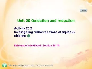 Activity 20.2 Investigating redox reactions of aqueous chlorine