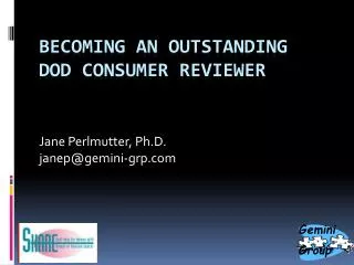 Becoming an Outstanding DOD Consumer Reviewer