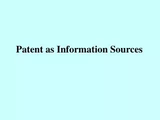 patent as information sources