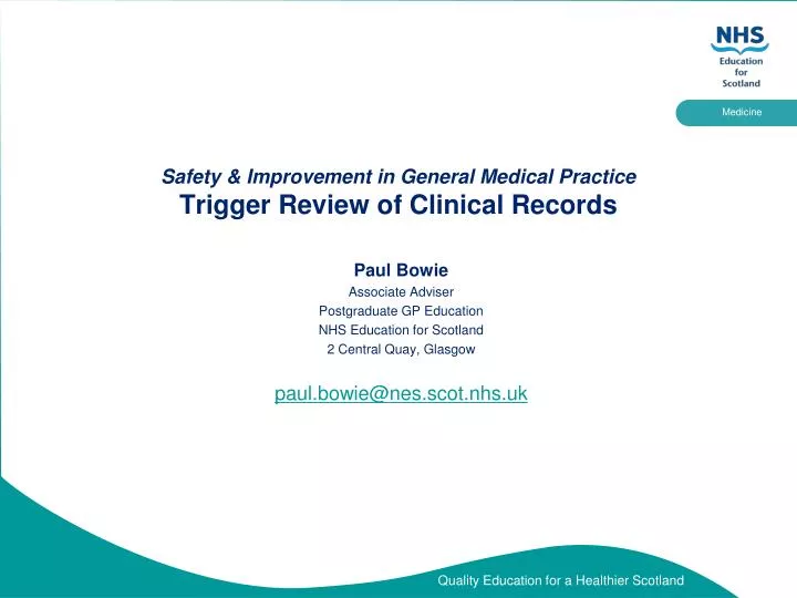safety improvement in general medical practice trigger review of clinical records