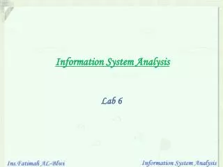 Information System Analysis Lab 6