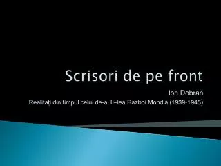 scrisori de pe front