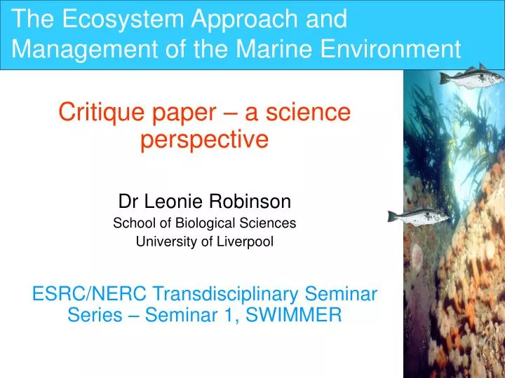 the ecosystem approach and management of the marine environment