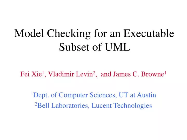 model checking for an executable subset of uml