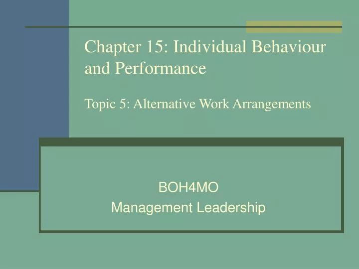 chapter 15 individual behaviour and performance topic 5 alternative work arrangements