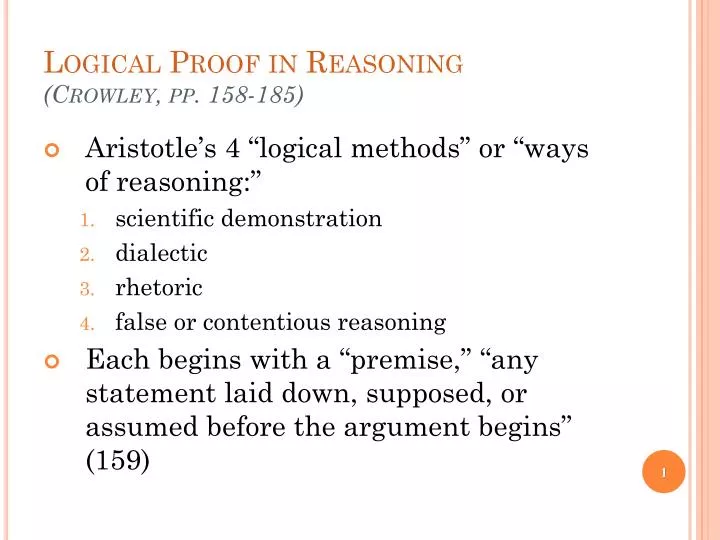 logical proof in reasoning crowley pp 158 185