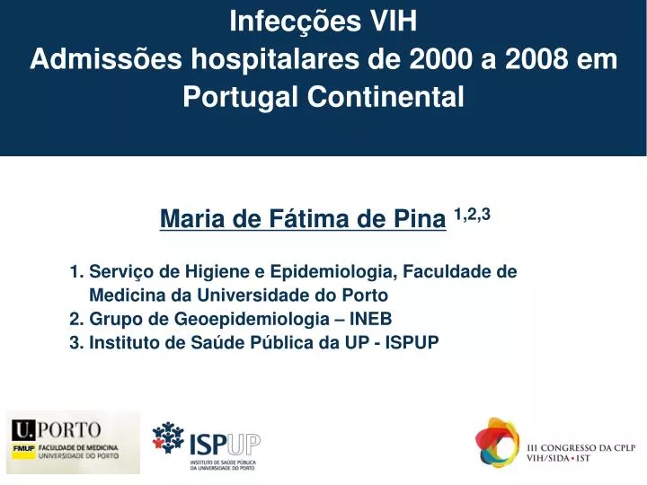 infec es vih admiss es hospitalares de 2000 a 2008 em portugal continental