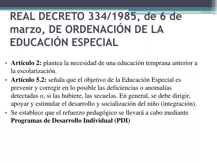 real decreto 334 1985 de 6 de marzo de ordenaci n de la educaci n especial