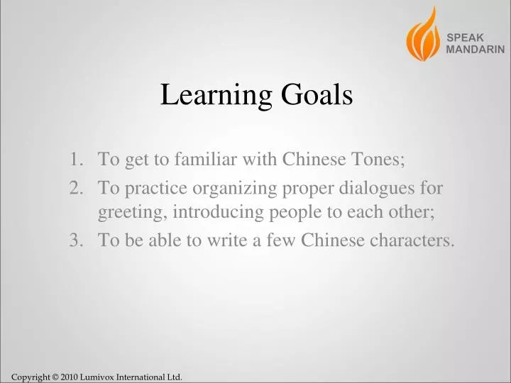 learning goals