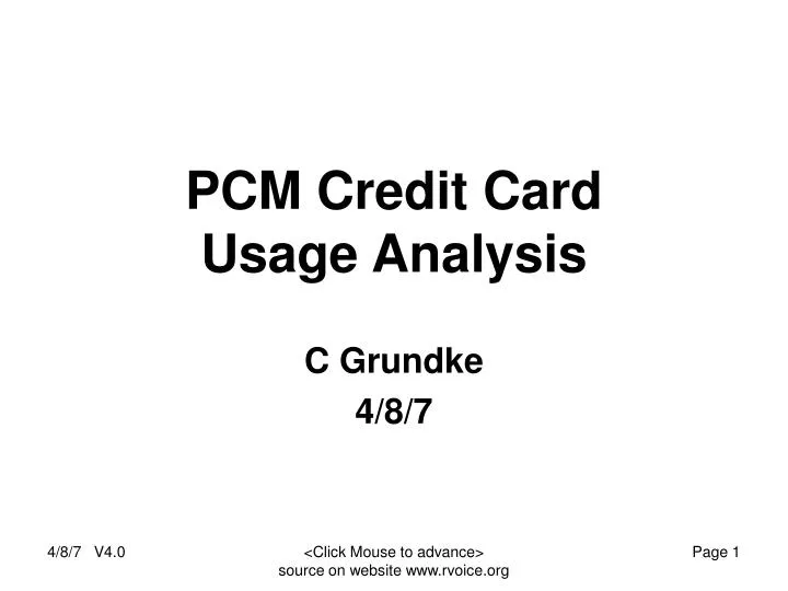 pcm credit card usage analysis