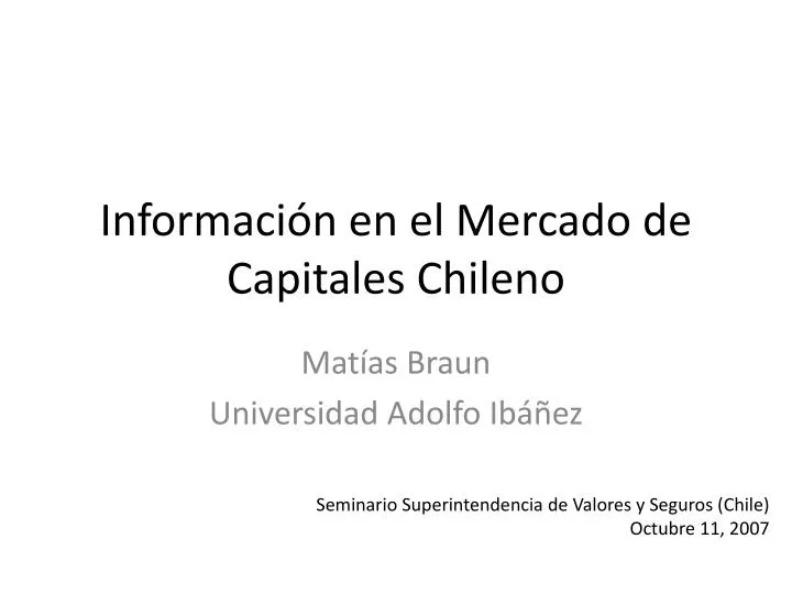 informaci n en el mercado de capitales chileno
