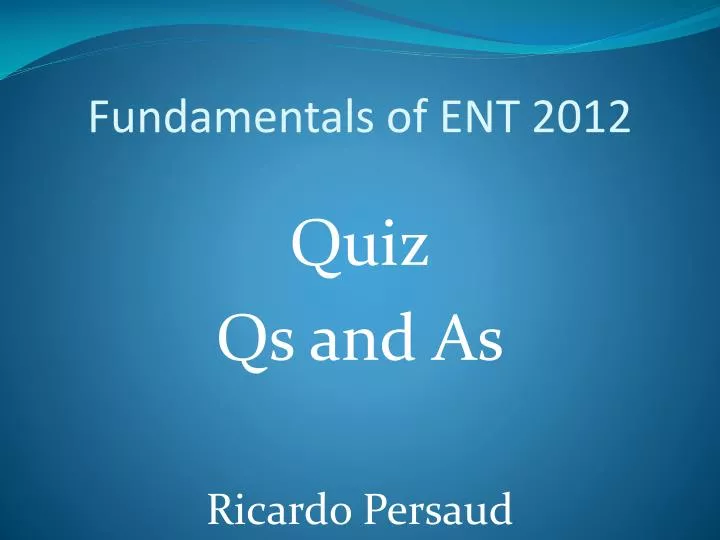 fundamentals of ent 2012