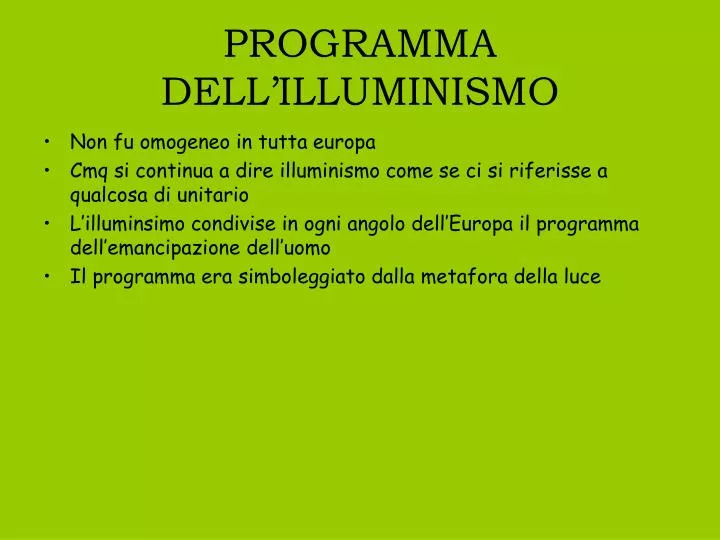 programma dell illuminismo