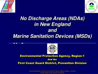 No Discharge Areas (NDAs) in New England and Marine Sanitation Devices (MSDs)