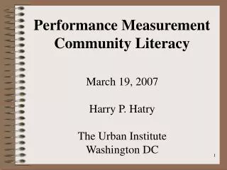 Performance Measurement Community Literacy