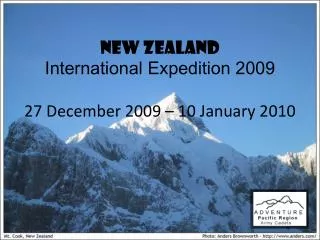 NEW ZEALAND International Expedition 2009